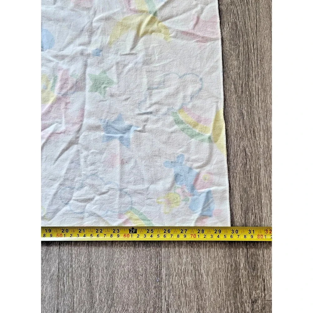 VTG 1980s Beacon pastel flannel baby receiving blanket soft print rainbow stars